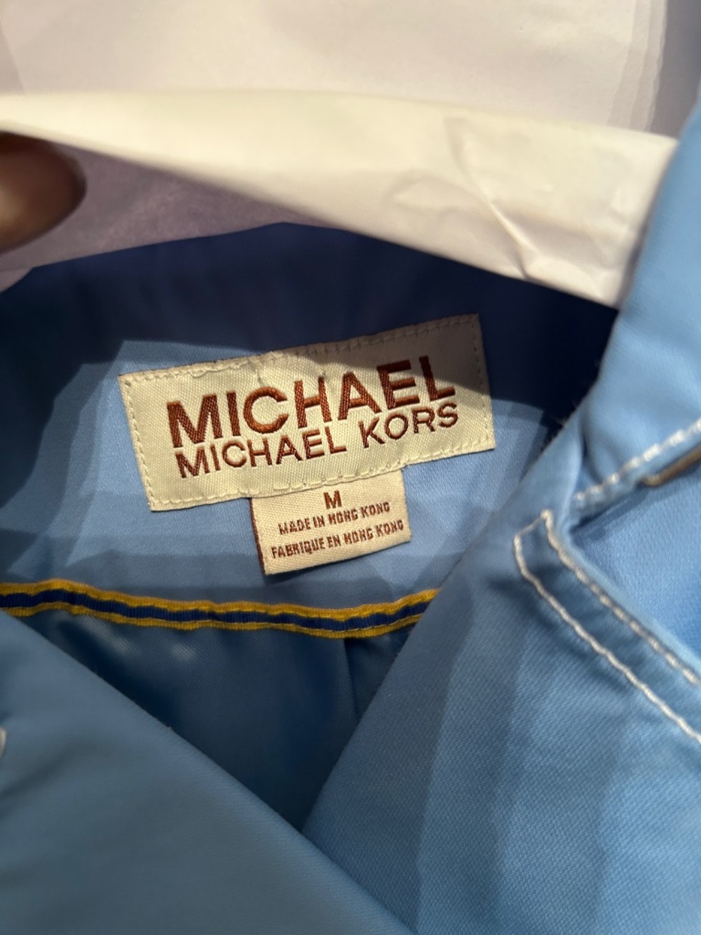 Michael Kors Light Blue Double-Breasted Trench Coat with Belt - Picture 4 of 5